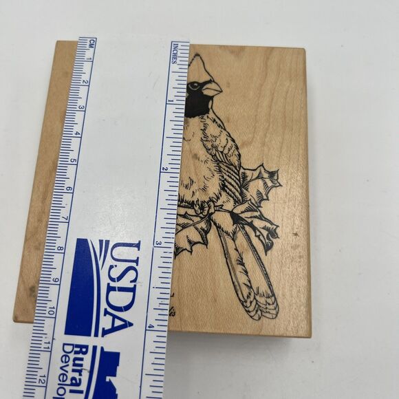 Red Cardinal Bird Holly Berries Winter Christmas Rubber Stamp PSX K-1324 1994 - Picture 4 of 9